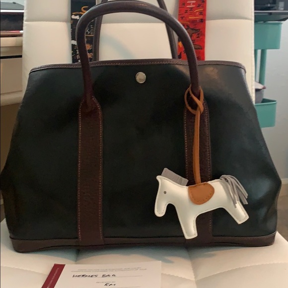Hermes Garden Party Amazonia Leather Tote blk/brn with dust bag included - Picture 1 of 14